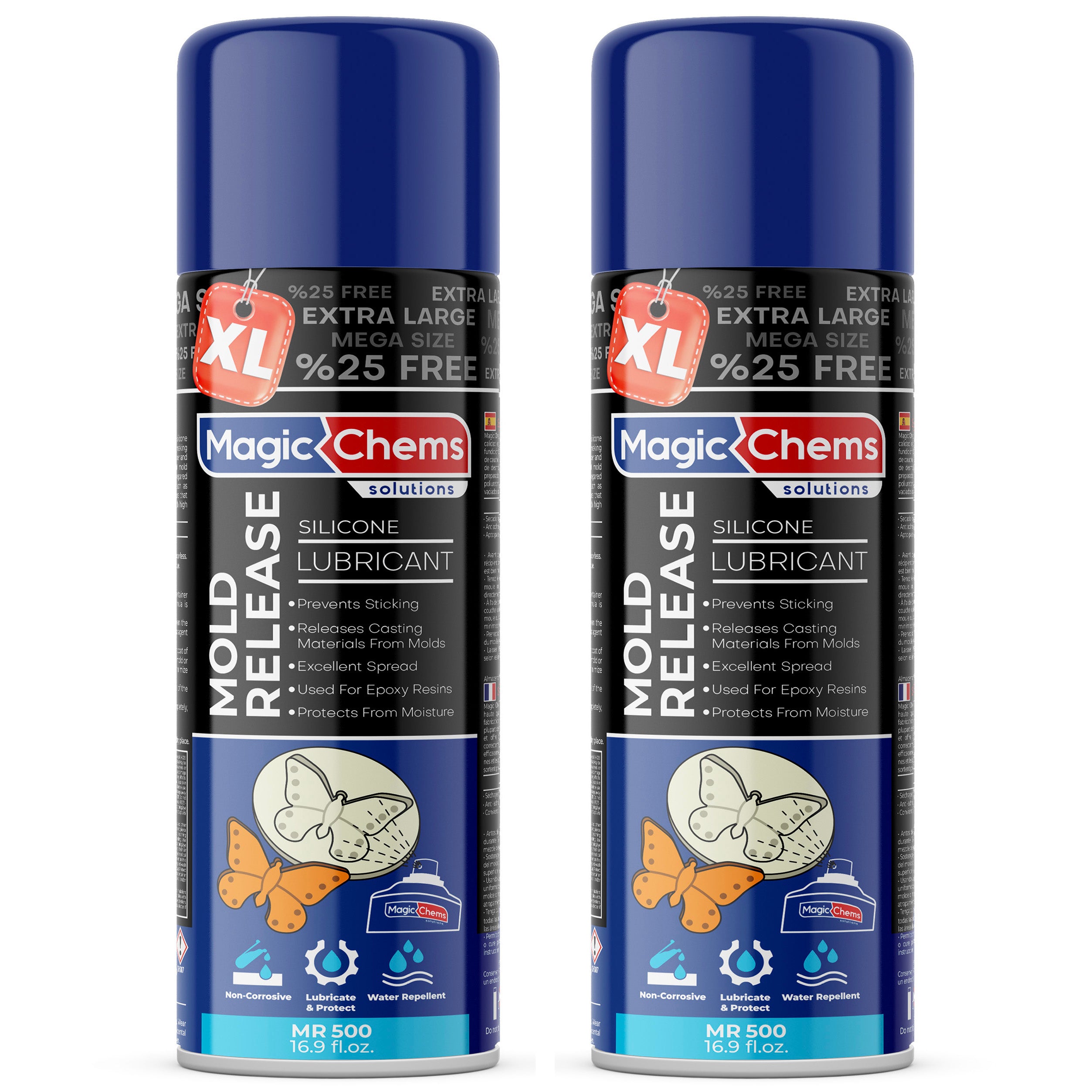 Silicone Mold Release Spray for Epoxy Resin (2 x 16.9 fl oz / 500ml)