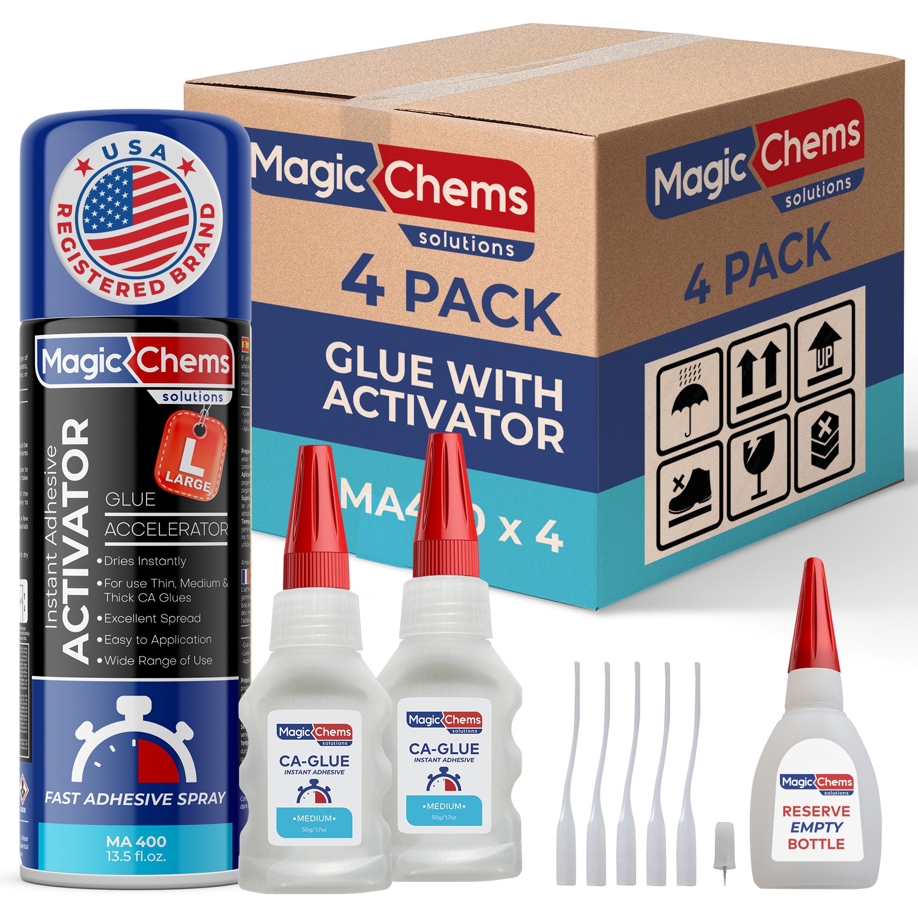 CA Glue with Activator (8 x 1.7 oz + 4 x 13.5 fl oz)
