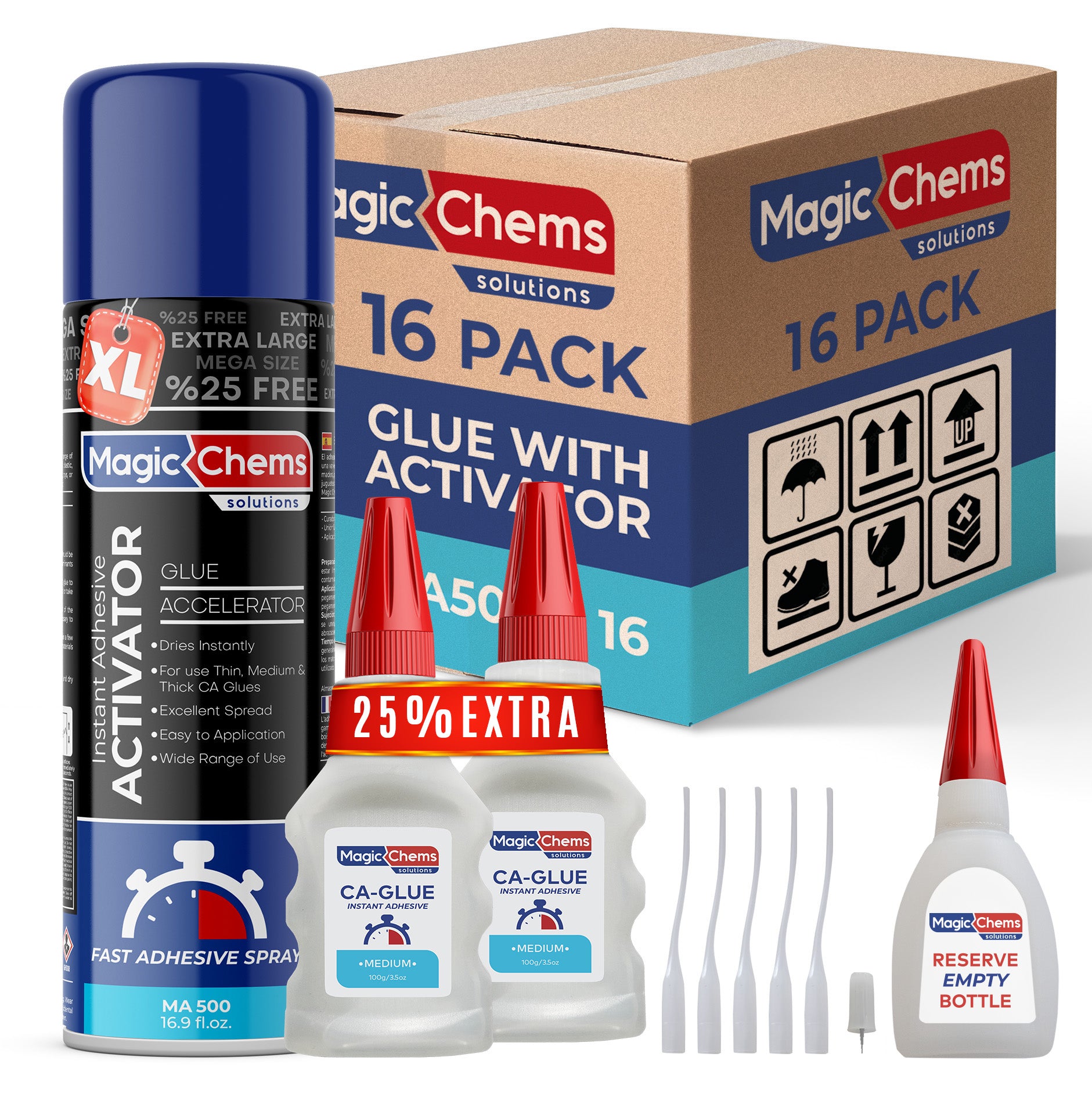 CA Glue with Activator (32 x 3.5 oz + 16 x 16.9 fl oz)
