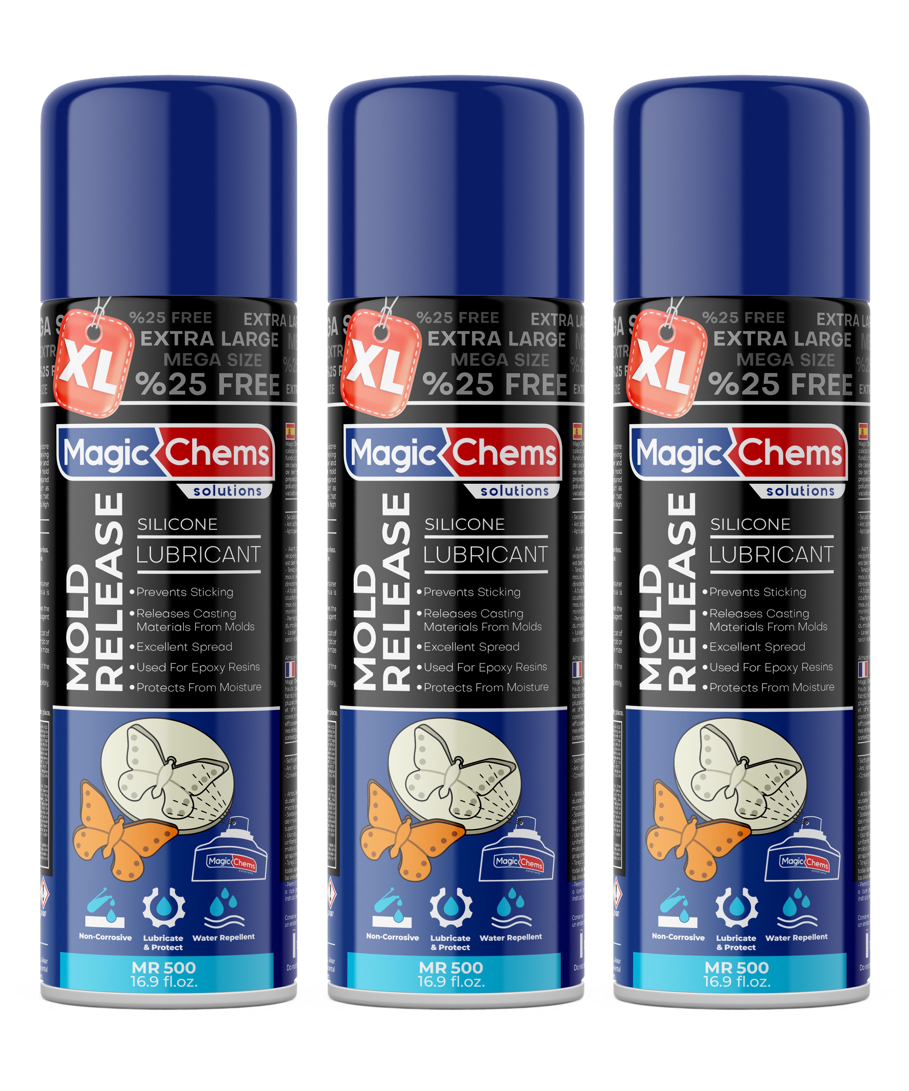 Mold Release, Silicone Mold Release Spray (3x16.9 fl oz/500ml)