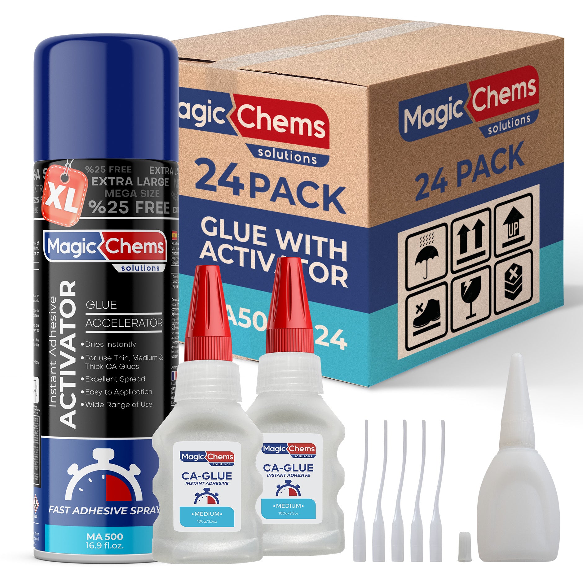 CA Glue with Activator (48 x 3.5 oz + 24 x 16.9 fl oz)