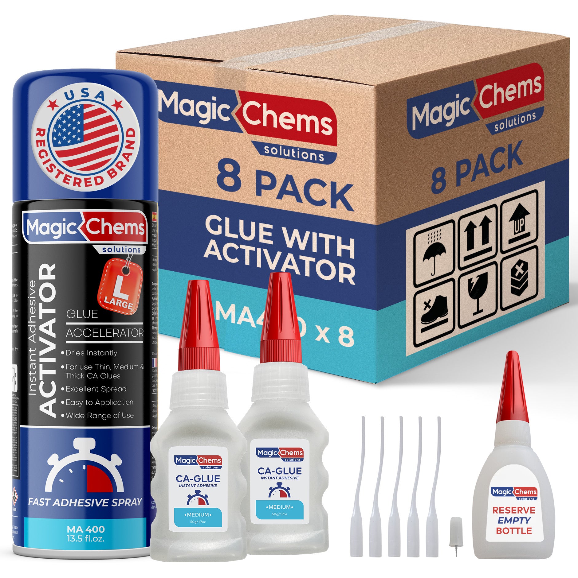 CA Glue with Activator (16 x 1.7 oz + 8 x 13.5 fl oz)