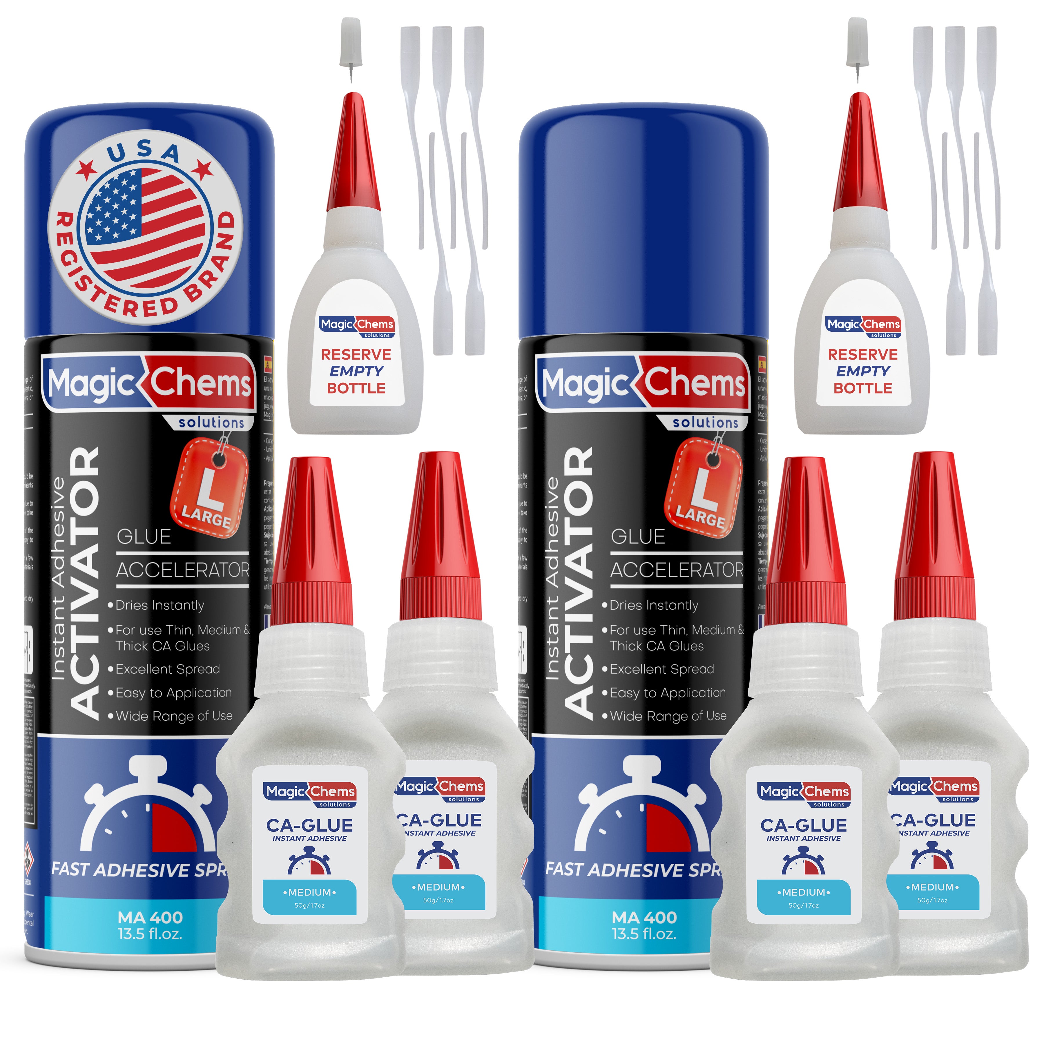CA Glue with Activator (4 x 1.7 oz + 2 x 13.5 fl oz)