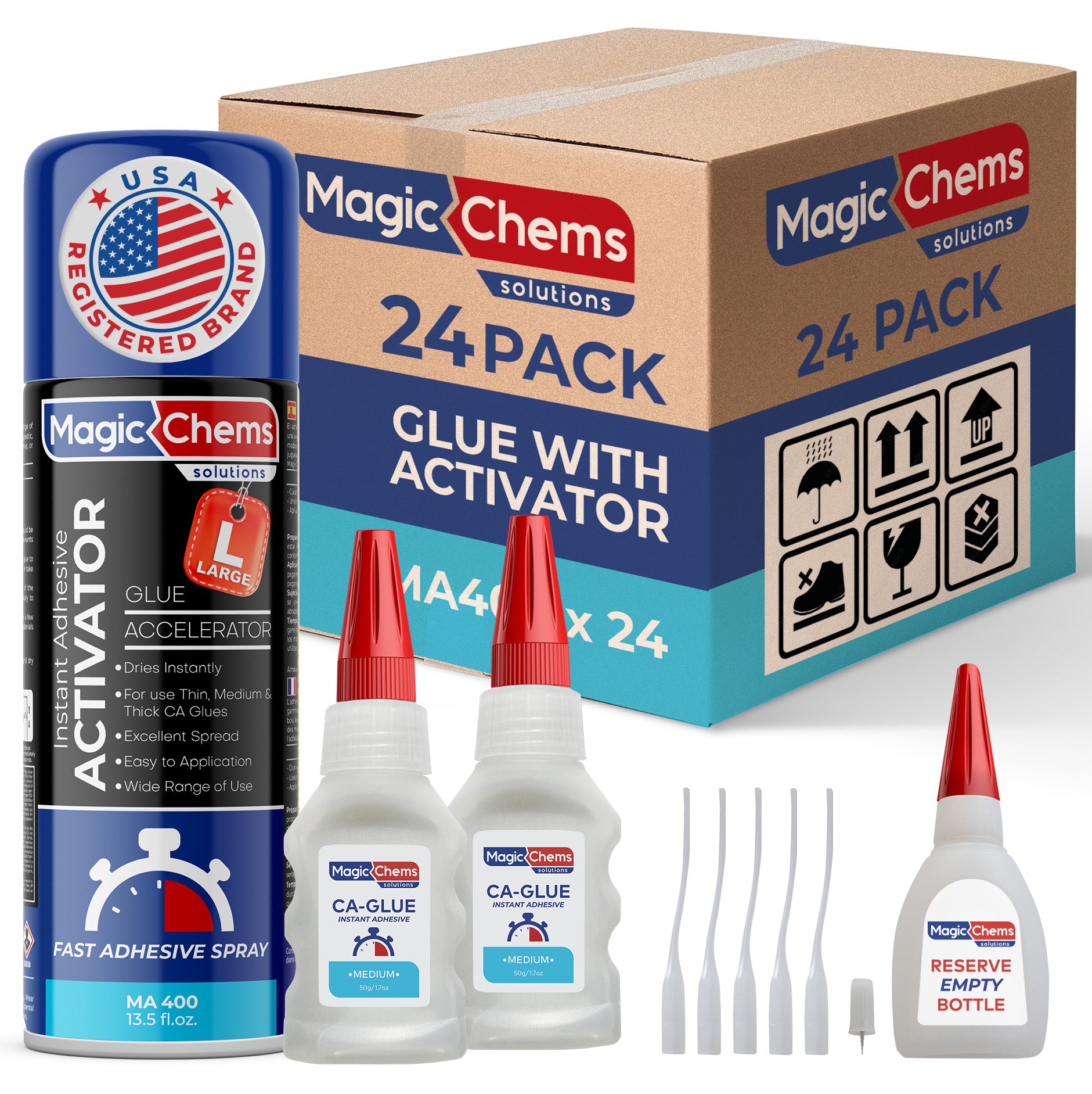 CA Glue with Activator (48 x 1.7 oz + 24 x 13.5 fl oz)