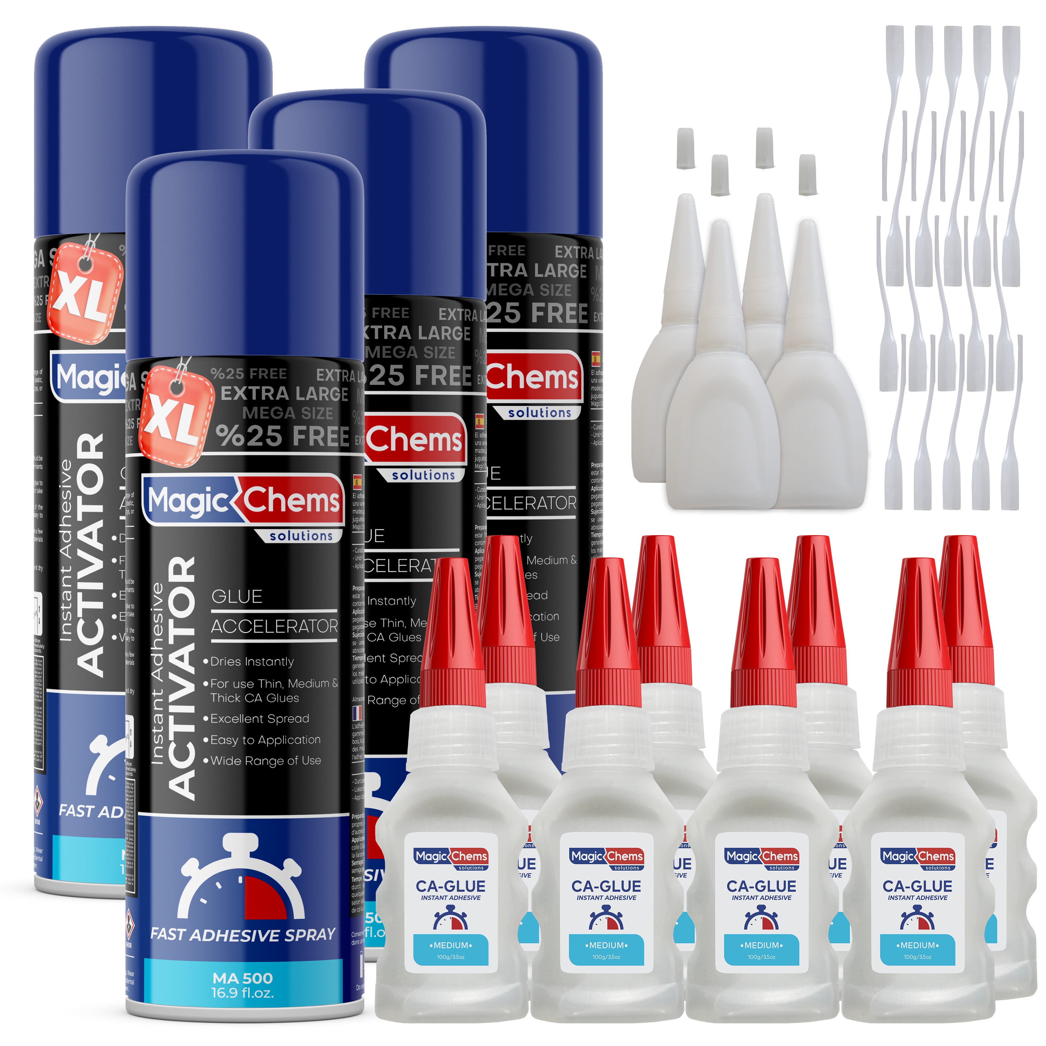 CA Glue with Activator (8 x 3.5 oz + 4 x 16.9 fl oz)