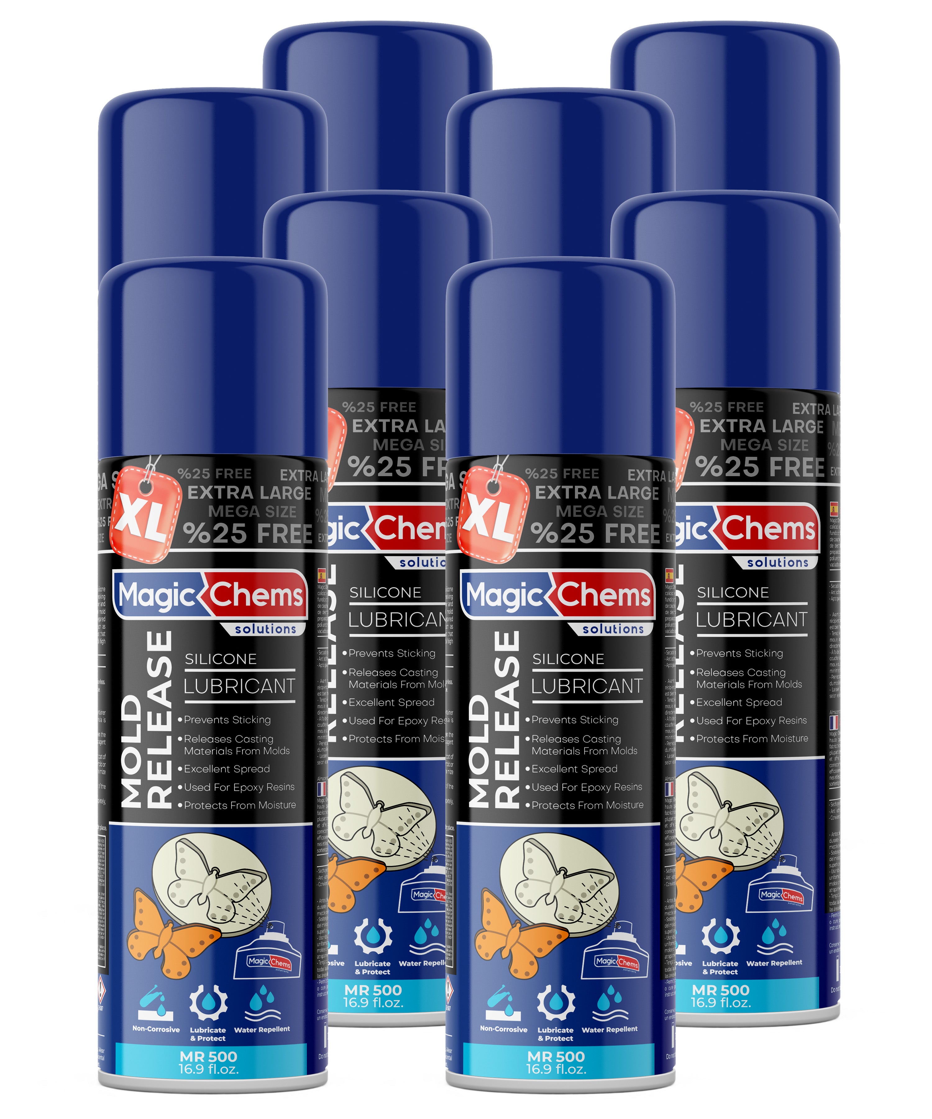 Mold Release, Silicone Mold Release Spray (8x16.9 fl oz/500ml)