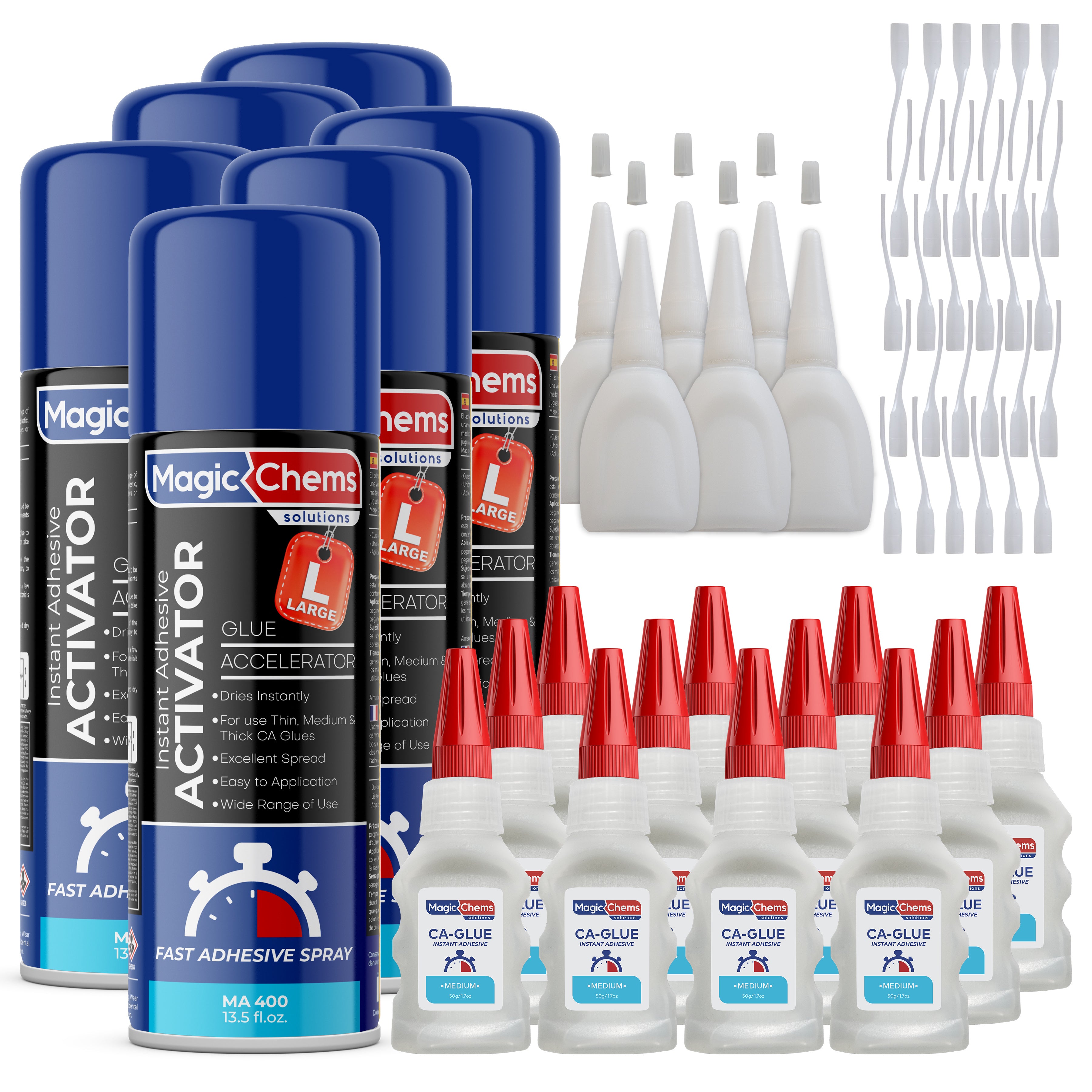 CA Glue with Activator (12 x 1.7 oz + 6 x 13.5 fl oz)