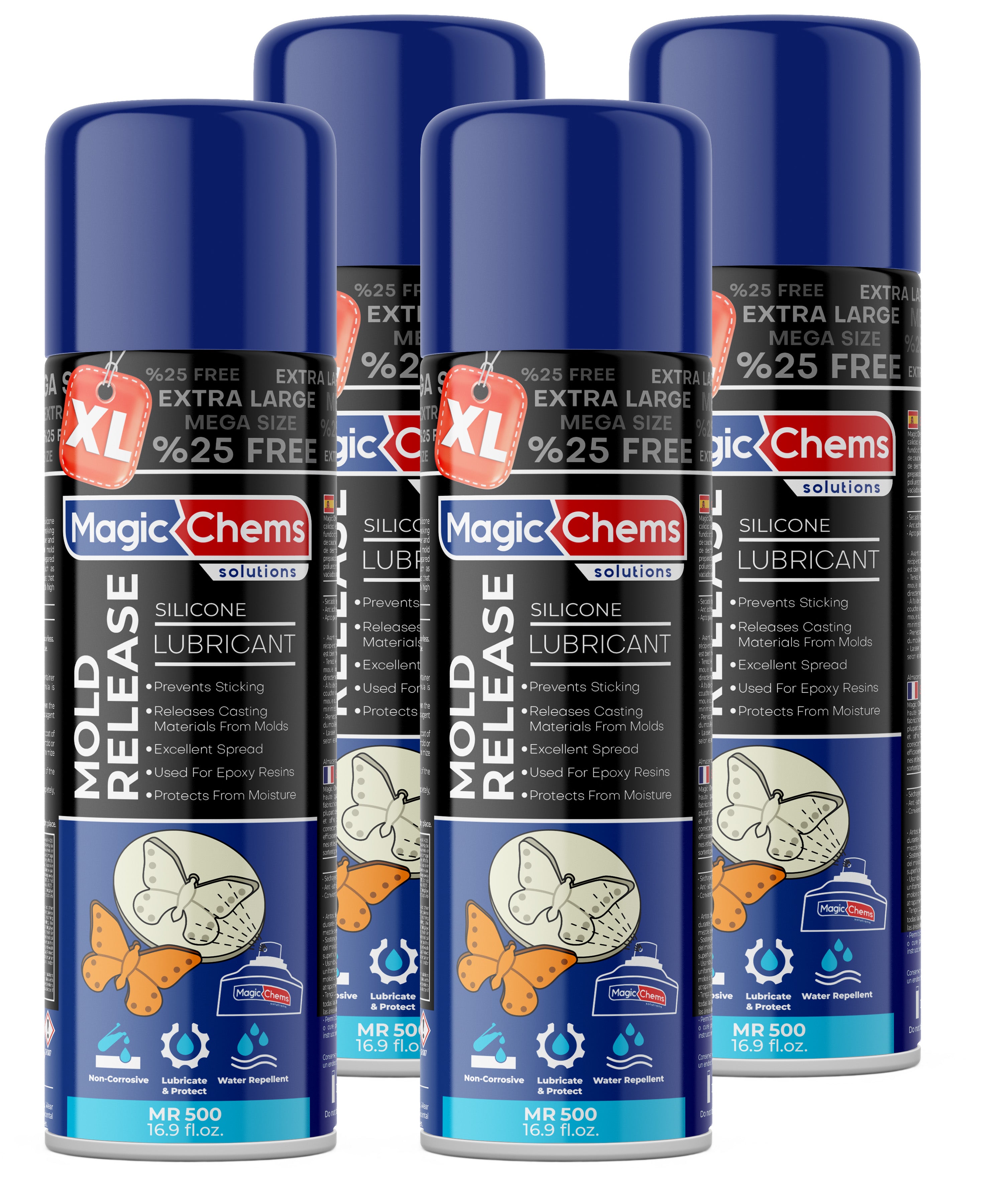 Mold Release, Silicone Mold Release Spray (4x16.9 fl oz/500ml)