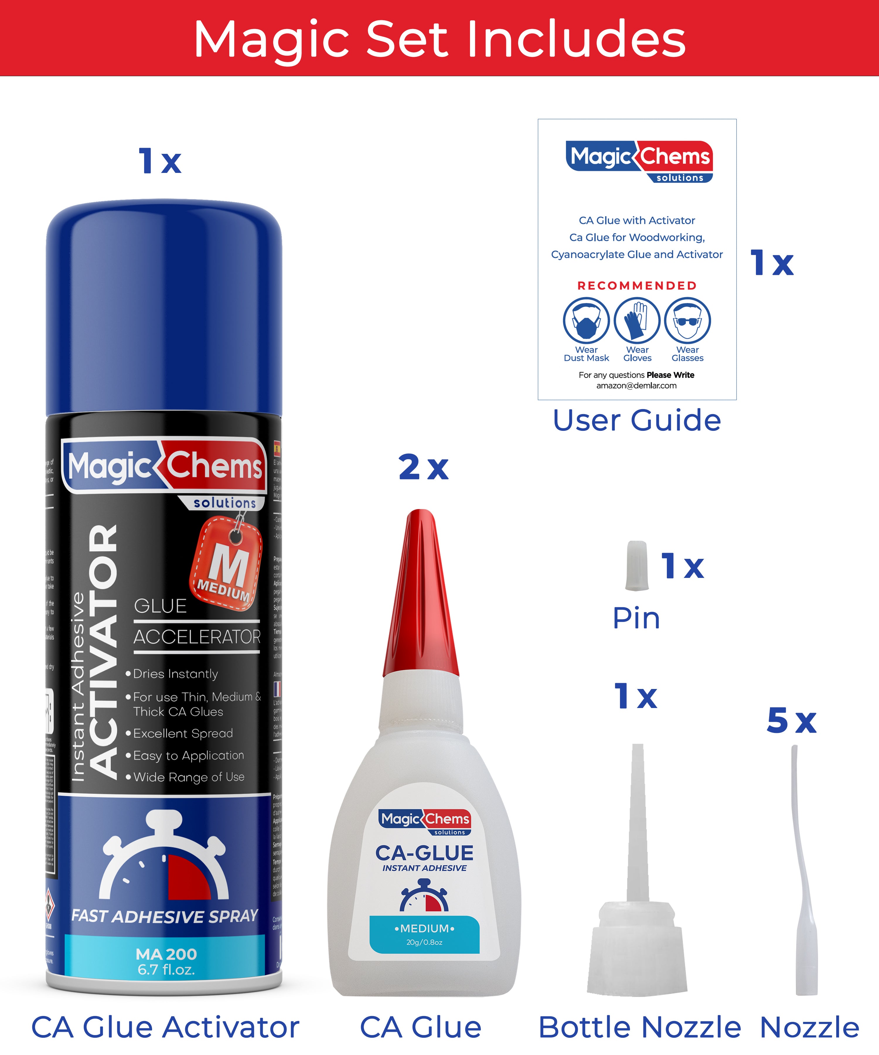 CA Glue with Activator (2 x 0.8 oz + 6.7 fl oz)