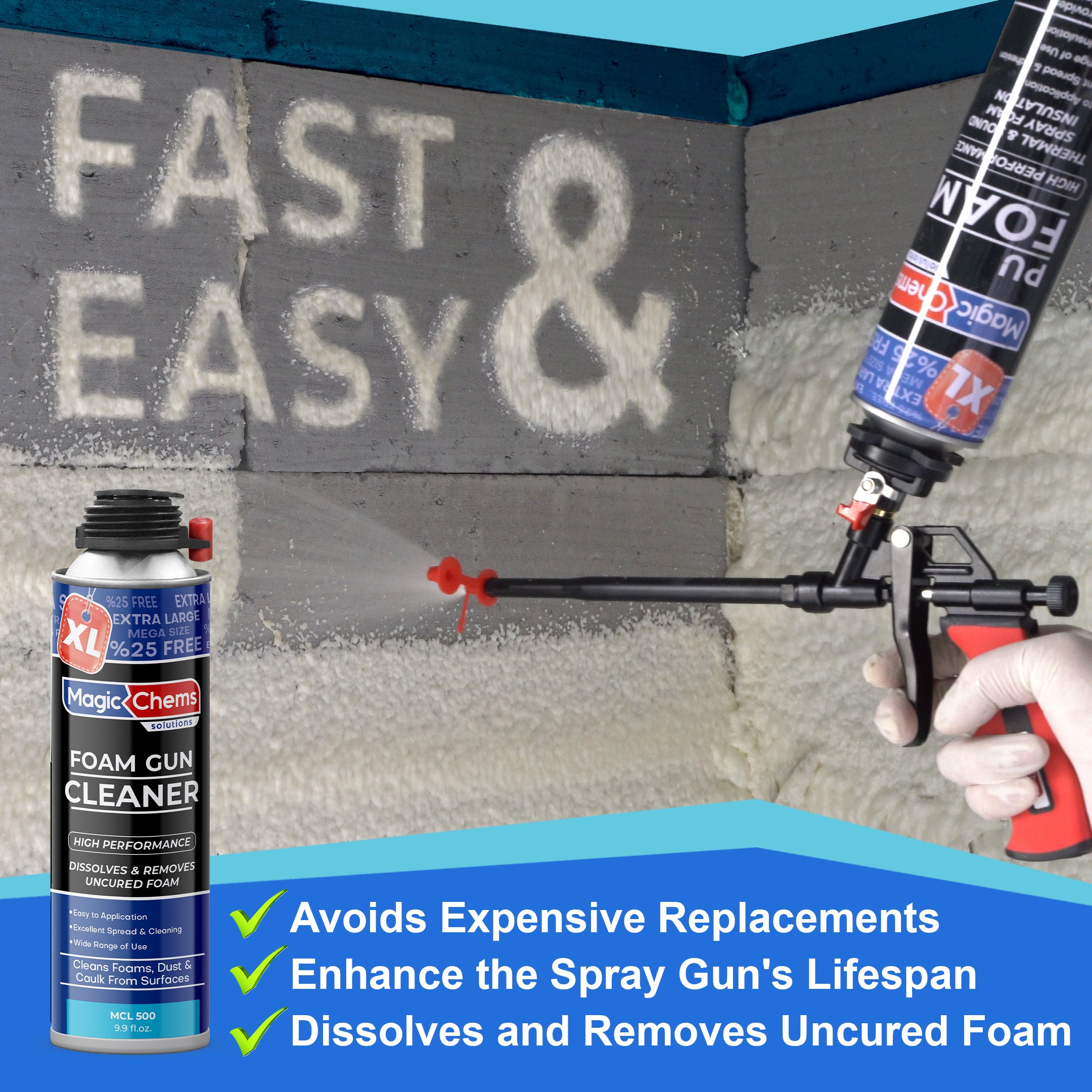 Spray Foam Cleaner (3 x 9.9oz) Foam Gun Cleaner