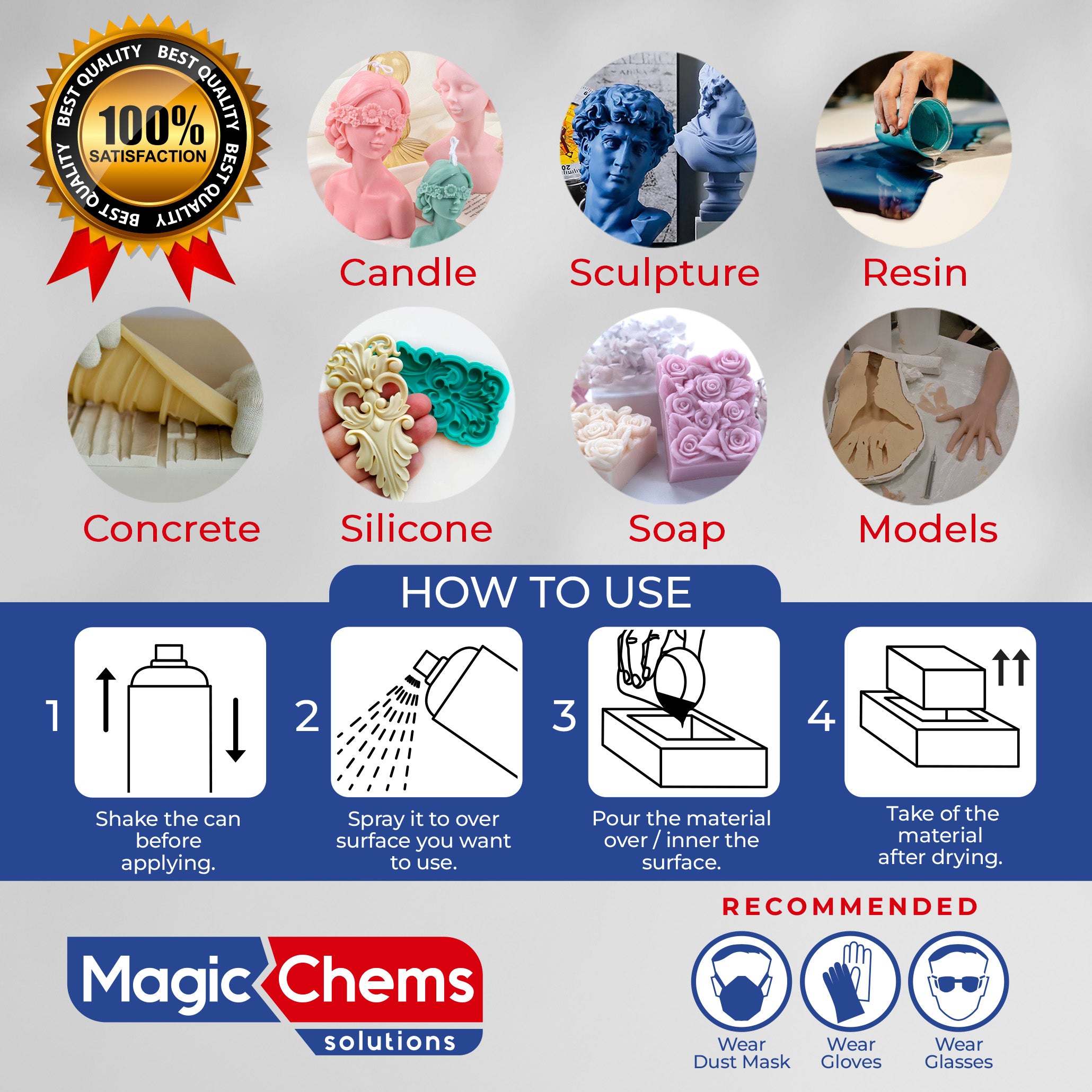 Silicone Mold Release Spray for Epoxy Resin (2 x 16.9 fl oz / 500ml)