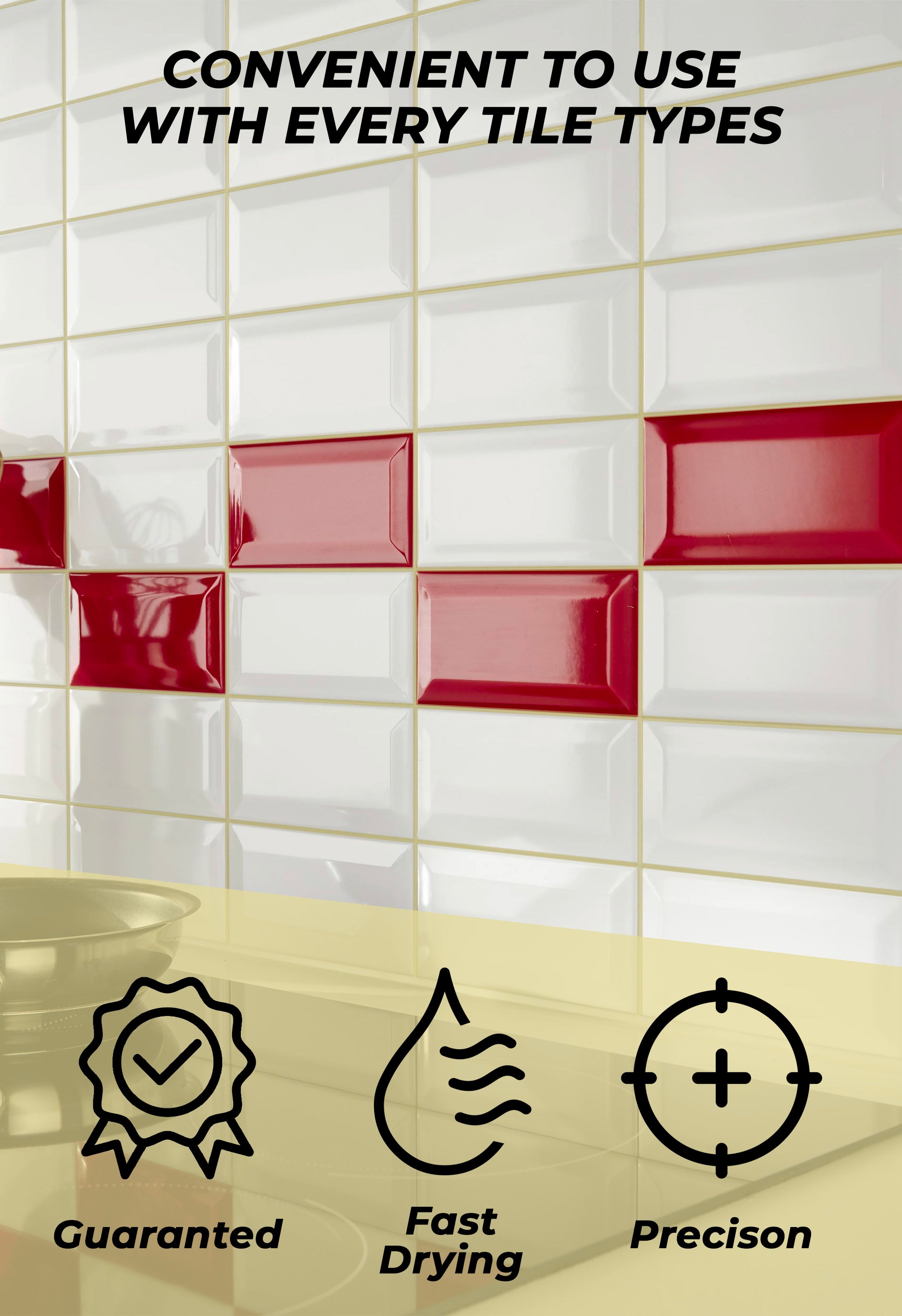 Tile Grout Repair, Cream 8.8 oz/250gr. Fast Drying Grout Repair Kit