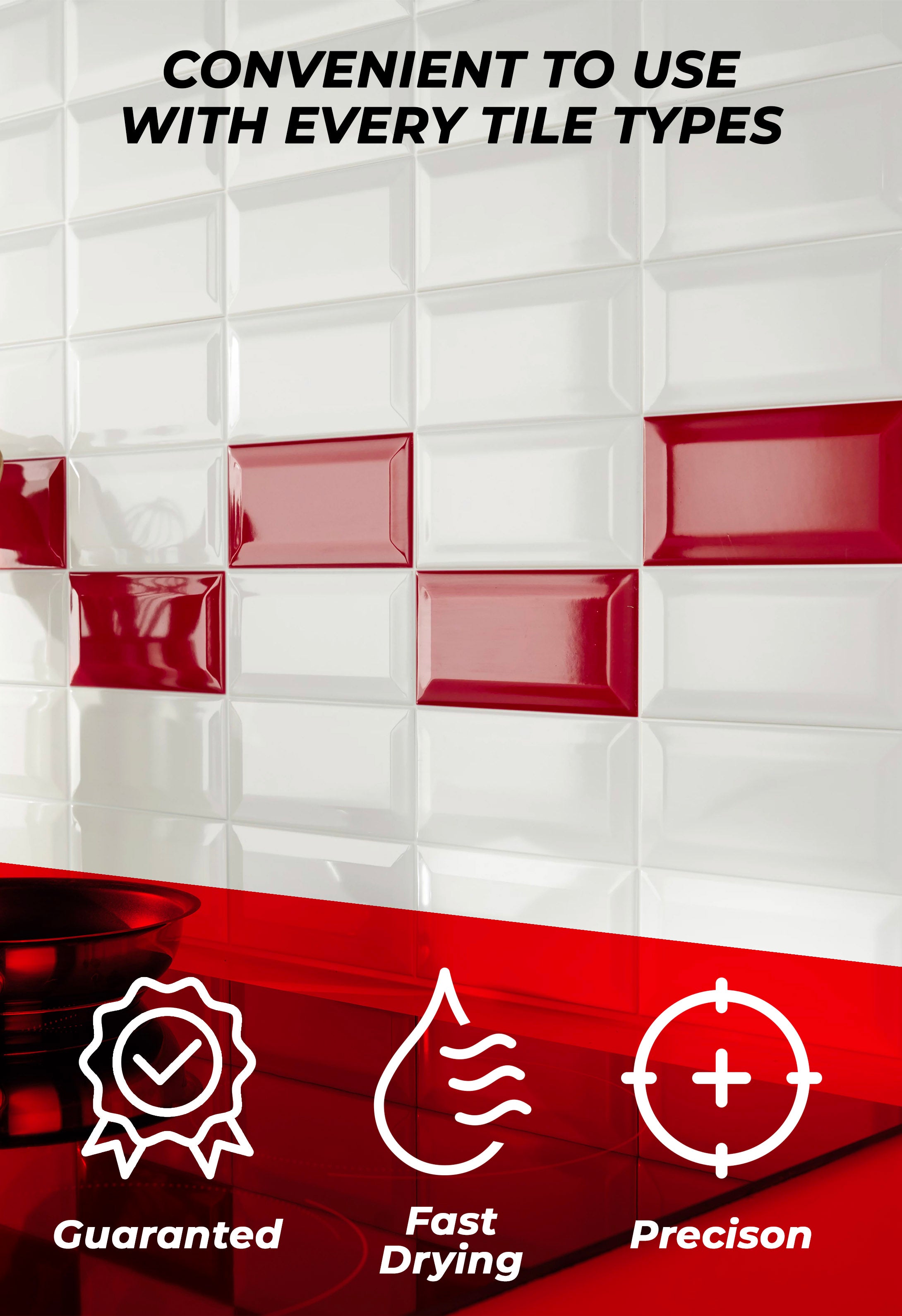 Tile Grout Repair, White 8.8 oz/250gr. Fast Drying Grout Repair Kit