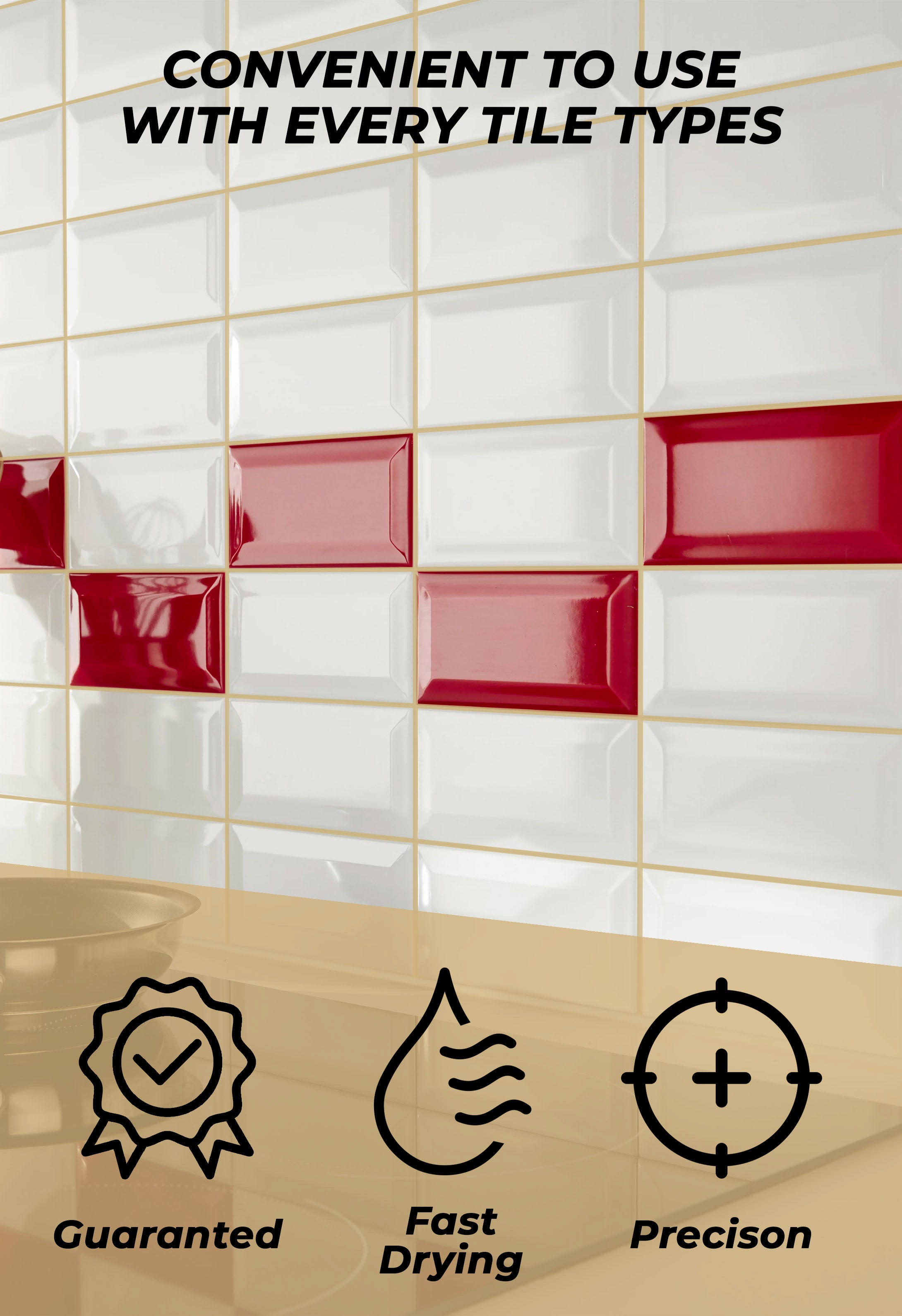 Tile Grout Repair Kit, Beige 8.8 oz/250gr. Fast Drying Grout Filler Tube Repair