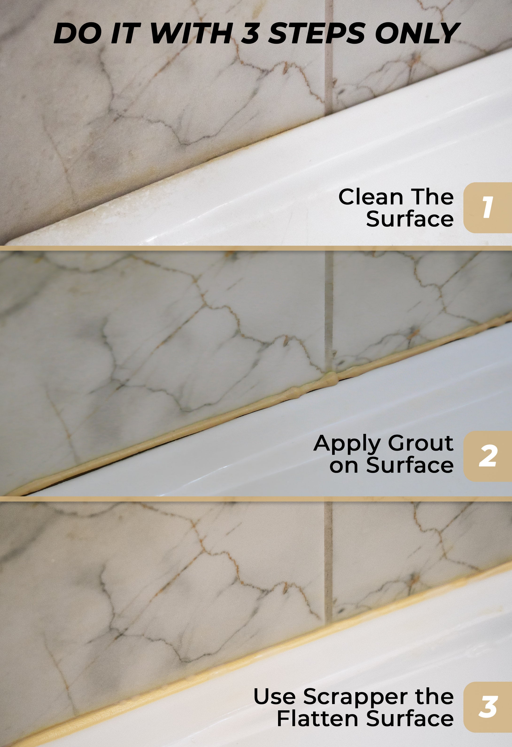 Tile Grout Repair Kit, Beige 8.8 oz/250gr. Fast Drying Grout Filler Tube Repair