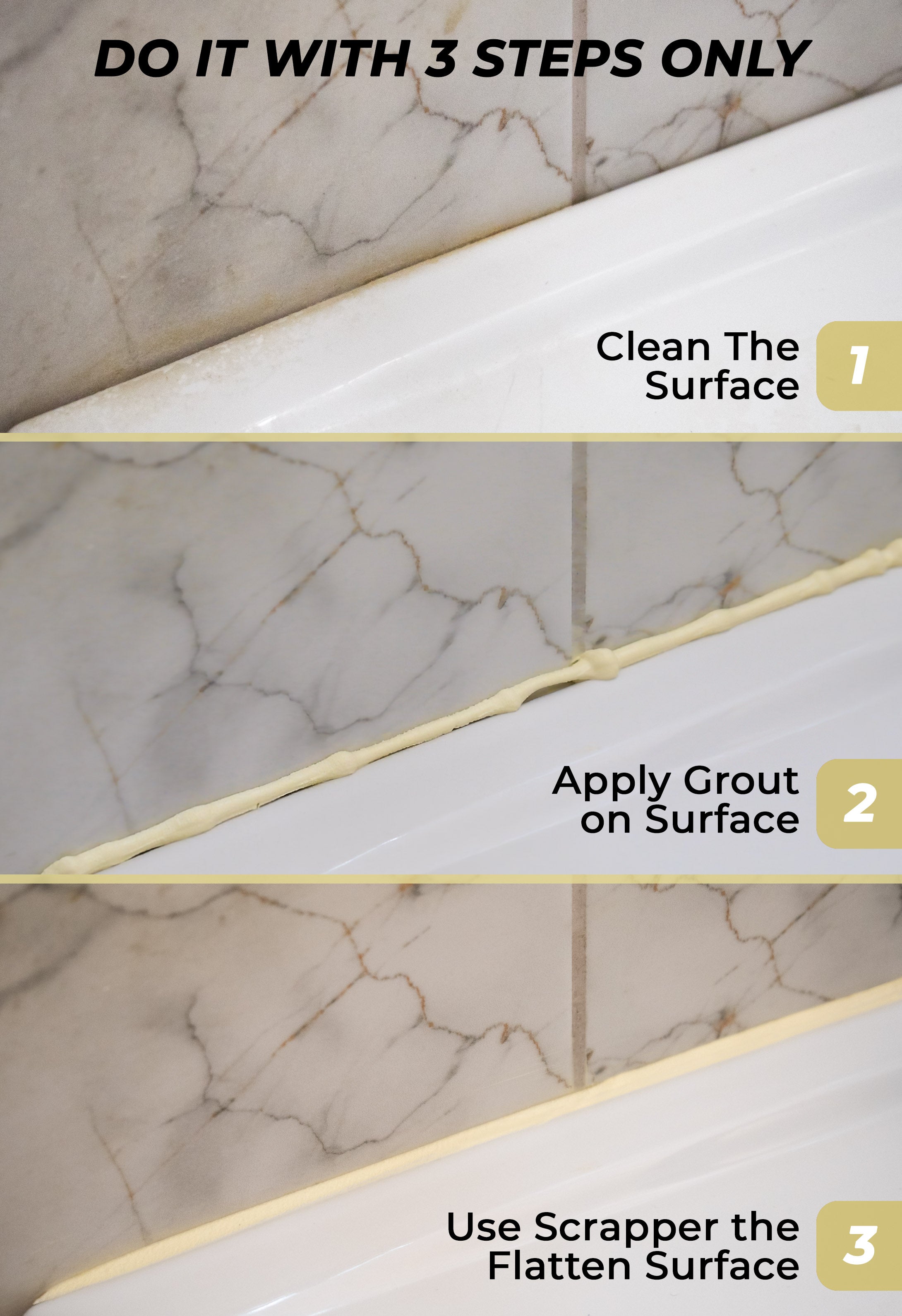 Tile Grout Repair, Cream 8.8 oz/250gr. Fast Drying Grout Repair Kit