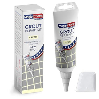 Tile Grout Repair, Cream 8.8 oz/250gr. Fast Drying Grout Repair Kit, Grout Filler Tube Repair Kit, Tile Grout Paint, Grout Sealer Restore and Renew Bathroom Floor, Tile Gaps, Joints, Lines