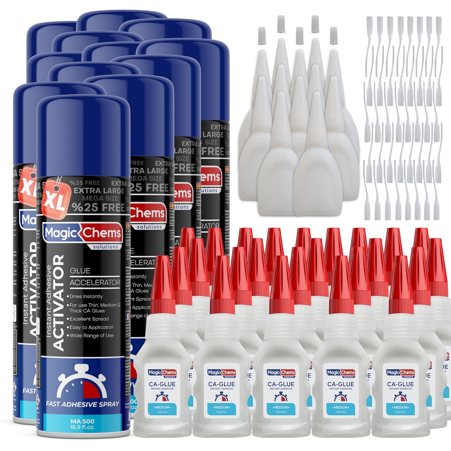 CA Glue with Activator (24 x 3.5 oz + 12 x 16.9 fl oz)