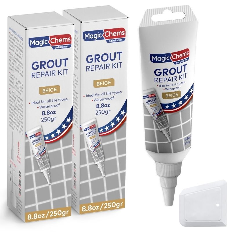Tile Grout Repair Kit, Beige 8.8 oz/250gr. Fast Drying Grout Filler Tube Repair