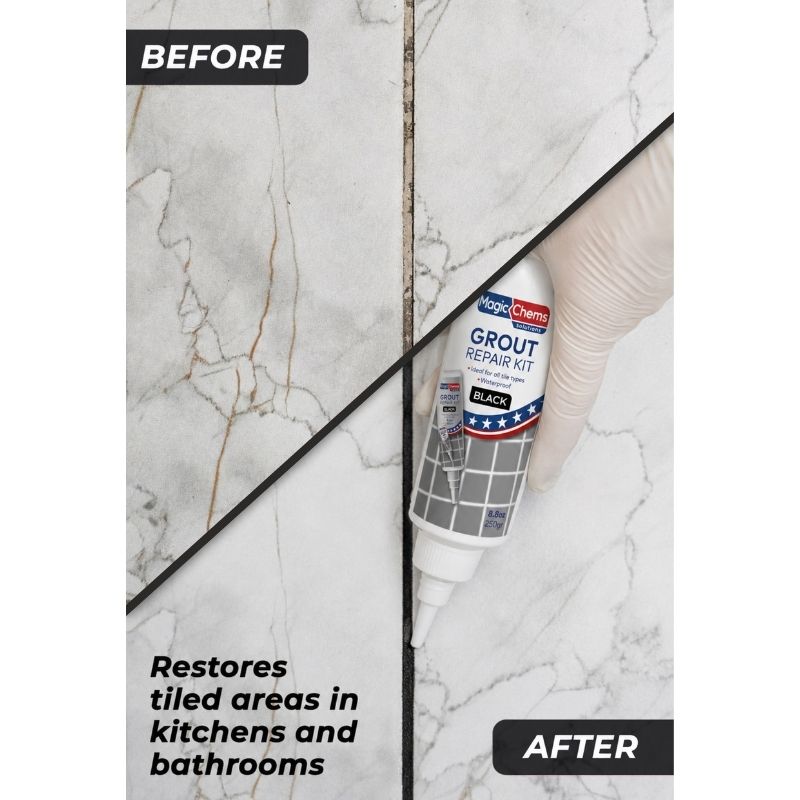 Tile Grout Repair, Black 8.8 oz/250gr. Fast Drying Grout Repair Kit