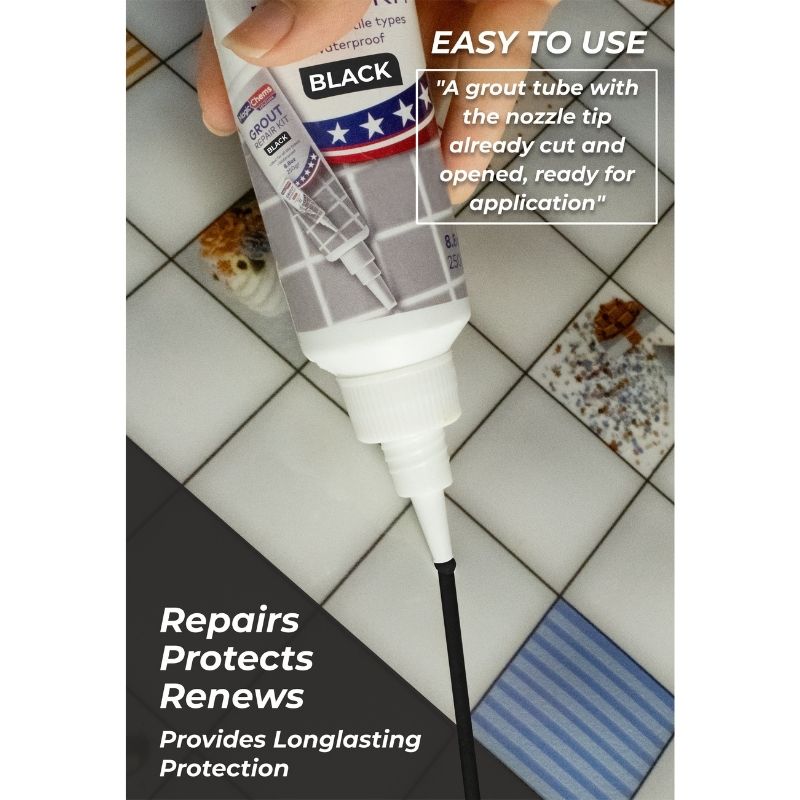 Tile Grout Repair, Black 8.8 oz/250gr. Fast Drying Grout Repair Kit