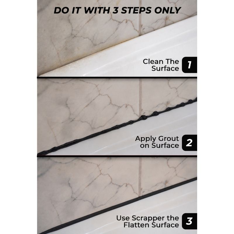 Tile Grout Repair, Black 8.8 oz/250gr. Fast Drying Grout Repair Kit