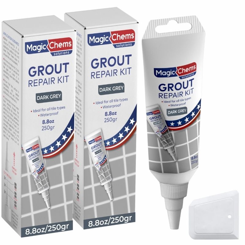 Tile Grout Repair, Dark Grey 8.8 oz/250gr. Fast Drying Grout Repair Kit