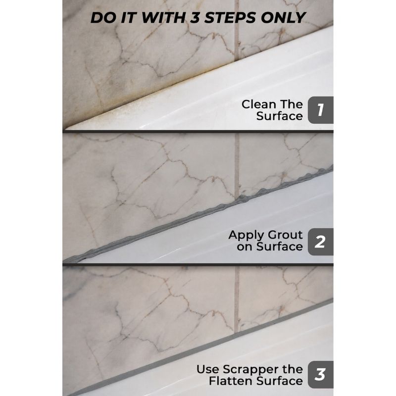 Tile Grout Repair, Dark Grey 8.8 oz/250gr. Fast Drying Grout Repair Kit